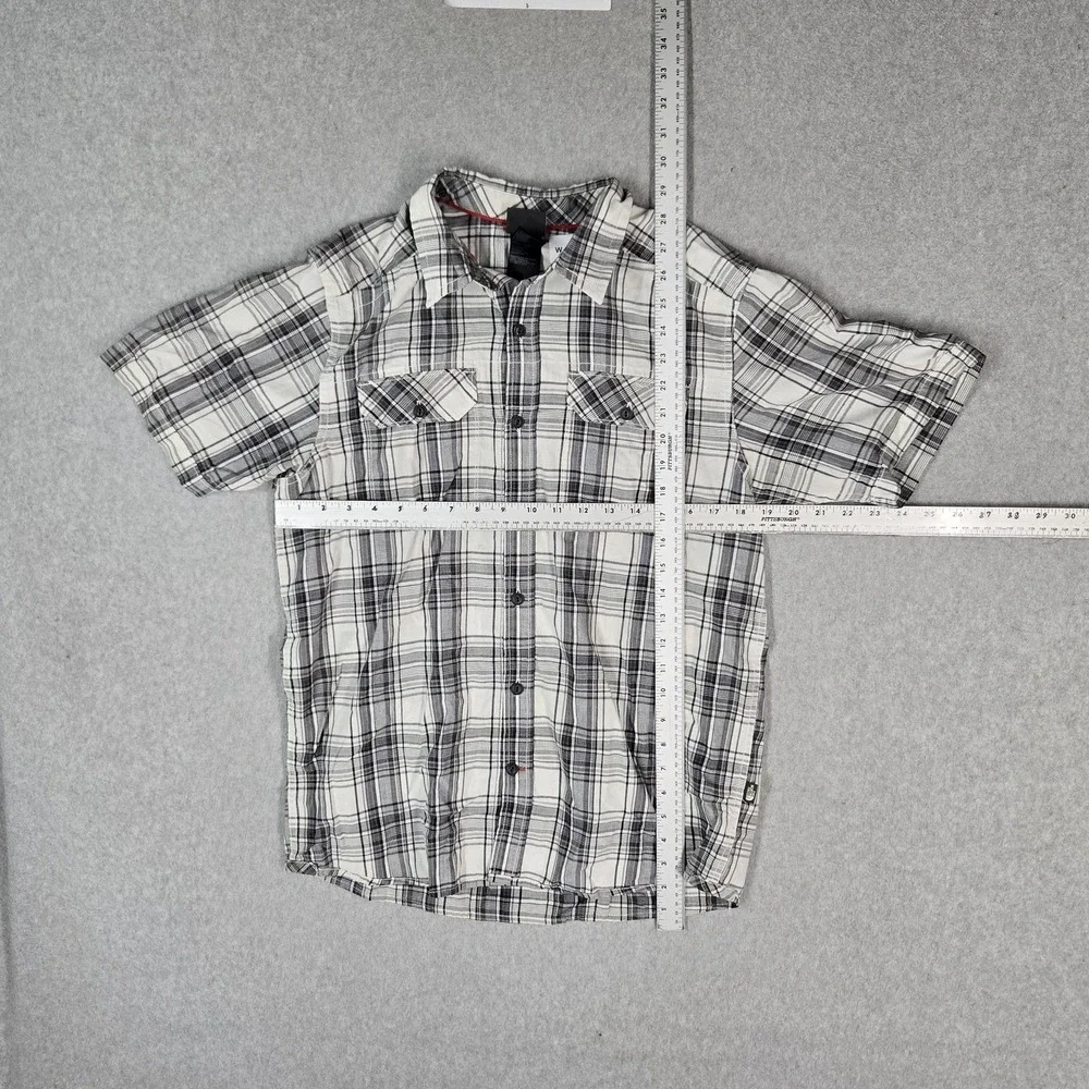 The North Face Men Button Up Shirt M White Plaid Western Short Sleeve READ